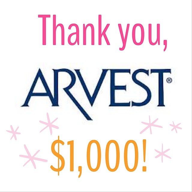 WHAT?! Arvest Bank of Springdale just stepped up and pledged to give the Aquatic Center Mural project artist $1,000!!! Arvest always steps up for their community. Cheers, artists.