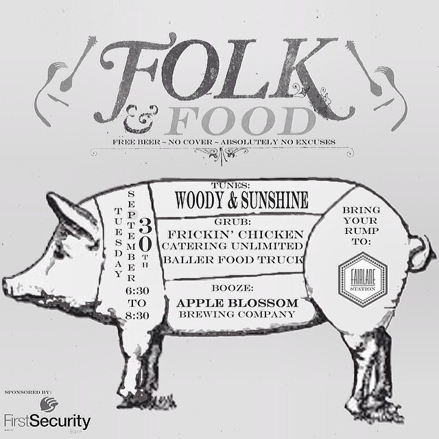 Tonight is the first of many Folk & Food nights at @fairlanestation in downtown Springdale from 6:30-8:30! Free beer and music as well as food available for purchase by Frickin Chicken, @ballerfoodtruck and Springdale's own Catering Unlimited! Get your rumps there! #teamspringdale
