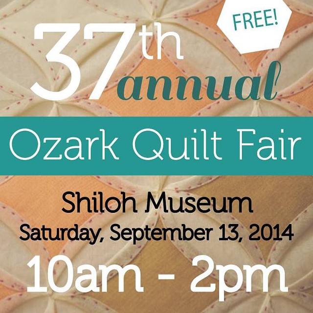 Hey team! This Saturday is the amazing Ozark Quilt Fair at The Shiloh Museum in Springdale. This outdoor event is free and family-friendly. See new quilts made from all over the Ozarks as well as quilts from the 1800's. Show up and vote for your favorite quilt, listen to some live bluegrass, and explore the Shiloh Museum grounds from 10am-2pm! See you there!