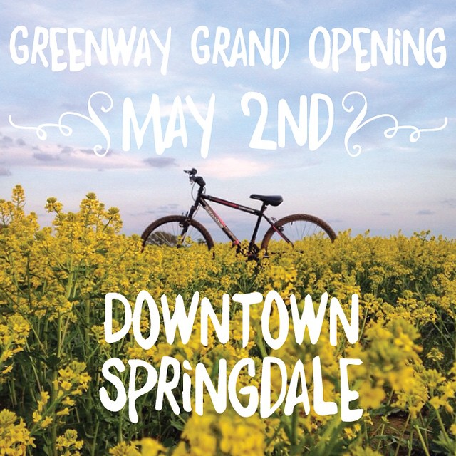 The newly completed 36-mile trail, that connects 7 cities (Fayetteville, Johnson, Springdale, Lowell, Rogers, Bentonville, & Bella Vista), is having it's Grand Opening celebration for the ENTIRE trail this Saturday, May 2nd in Downtown Springdale. Since we're the midway point, we're lucky enough to host this wonderful celebration! Please spread the word, grab a friend and ride the trails downtown this Saturday - and come hungry because Charly's Taqueria will be there to help us kick off the #SpringdaleTacoTour, stop by and grab a Taco Tour map and say hi! PHOTO CREDIT: @littlehicktownsquares ️#teamspringdale