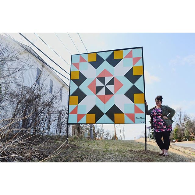 We had an amazing weekend installing this beautiful new 8-foot quilt painting by @sleetcitywoman as a part of the #springdaleartinitiative!! We partnered with her and the @shilohmuseum to bring #thequiltsquareproject to Springdale! You can spot this bad boy on Hunstville Ave. near the Shiloh Meeting Hall right off the greenway trail downtown. It's our little gift to you, Springdale. We hope you love it!
