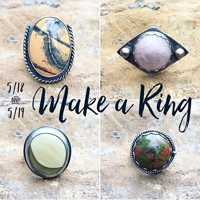 Did you see this awesome ring making class being hosted by @thelittlecraftshow right here in Springdale at @perrodinsupply?! The lovely @meritmade is teaching her skills to a select few. There's only two spots left in tomorrow's class - grab a friend and join the fun! More info can be found by tapping ? @thelittlecraftshow