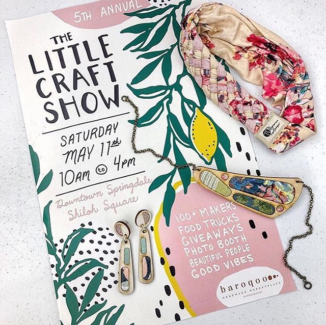@thelittlecraftshow is TODAY, rain or shine, in @downtownspringdale! Nearly 100 artists and makers are setting up their handmade goodies from across the nation making your Mother’s Day shopping mega-easy! The first 50 shoppers to spend $150 will receive a git bag with treats from some of the makers! Shop from 10am to 4pm on Emma Avenue and the Shiloh Square Pavilion! (PHOTO CRED: @regenerousdesigns) #teamspringdale